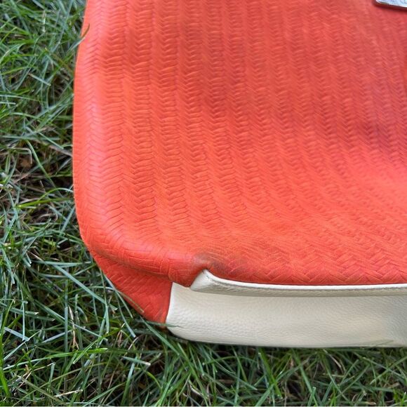 Treesje Orange Woven Leather Cream Tassel Large Organizer AWO-3032 Tote Bag - Picture 11 of 16